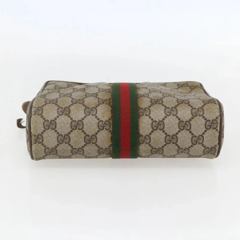 GUCCI GG Supreme Web Sherry Line Clutch Bag PVC Beige Gold 89 01 012 Auth 158514 - Picture 6 of 16